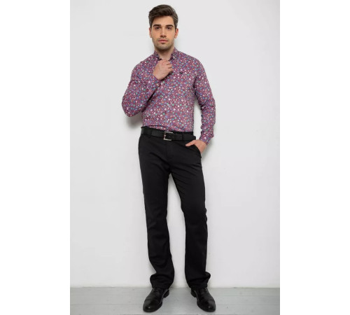 Рубашка мужская с принтом, цвет бордовый, 214R2699