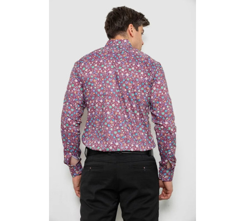 Рубашка мужская с принтом, цвет бордовый, 214R2699