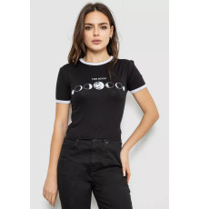 Футболка-топ жіноча з принтом, колір чорний, 244R614