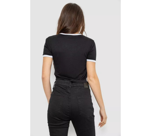 Футболка-топ жіноча з принтом, колір чорний, 244R614