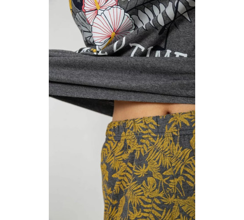 Піжама жіноча з принтом, колір темно-сірий, 243R9258