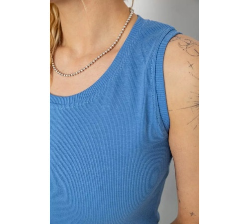 Женская майка в рубчик, цвет джинс, 238R117