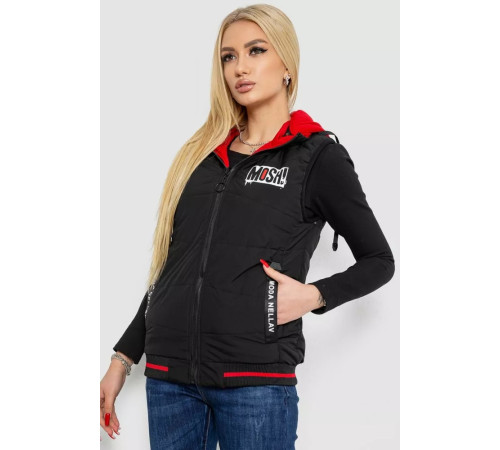 Жилет женский двусторонний, цвет черно-красный, 244R20166.