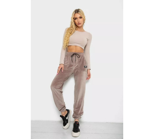 Штани жіночі велюрові, колір мокко, 238R58473-1