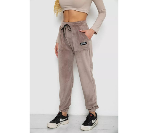 Штани жіночі велюрові, колір мокко, 238R58473-1