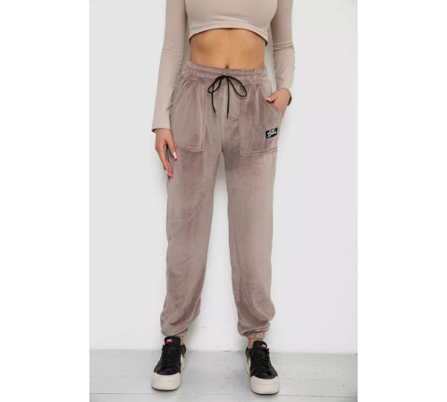 Штани жіночі велюрові, колір мокко, 238R58473-1