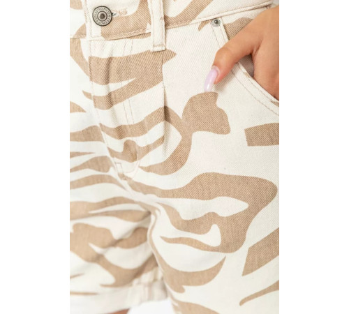 Джинсовые шорты женские, цвет бежево-коричневый, 164R5556