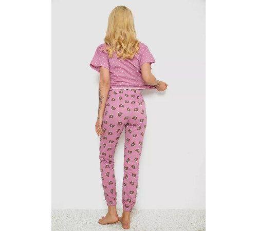 Піжама жіноча з принтом, колір пудровий, 243R15406