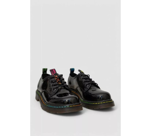 Лофери жіночі на шнурках лакові, колір чорний, 248RRT17-6