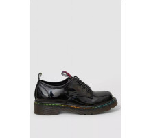 Лоферы женские на шнурках лаковые, цвет черный, 248RRT17-6