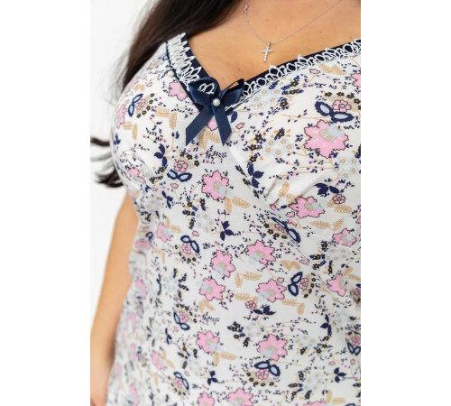 Ночная рубашка с цветочным принтом, цвет молочно-синий, 219RTA-330.