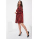 Короткое женское платье, красного цвета, из люрекса, 153R4052.