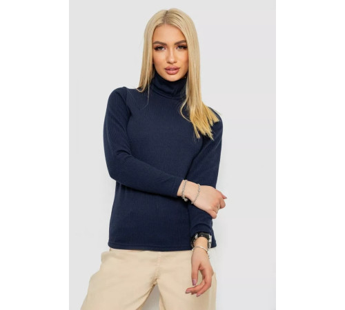 Гольф жіночий на флісі в рубчик, колір темно-синій, 238R329