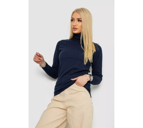 Гольф жіночий на флісі в рубчик, колір темно-синій, 238R329