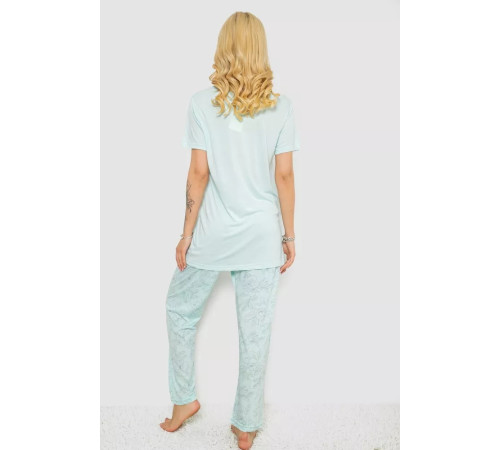 Женская пижама с принтом, цвет мятный, 243R6623