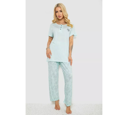Женская пижама с принтом, цвет мятный, 243R6623