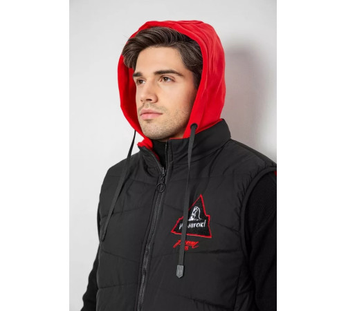 Жилетка чоловіча демісезонна двостороння, колір чорно-червоний, 244R99002