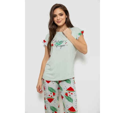 Женская пижама с принтом, цвет мятный, 243R2077