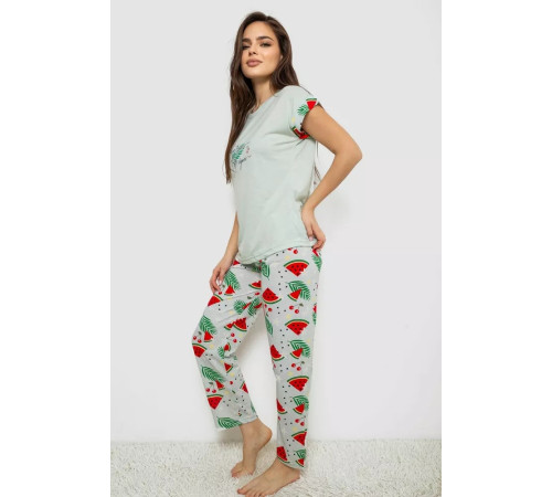 Женская пижама с принтом, цвет мятный, 243R2077