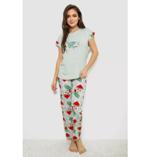 Женская пижама с принтом, цвет мятный, 243R2077