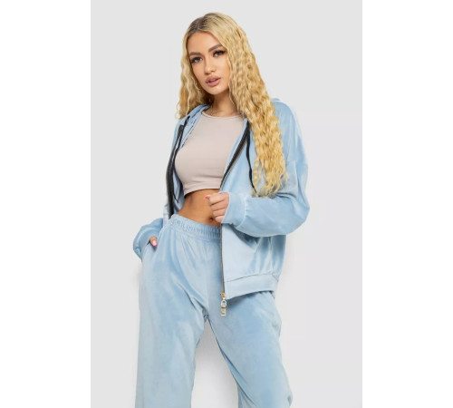 Спортивний костюм жіночий велюровий, колір блакитний, 238R107-1