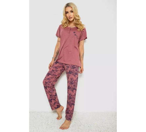 Пижама женская с принтом, цвет сливовый, 243R10197.