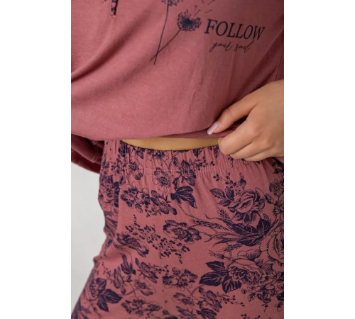 Пижама женская с принтом, цвет сливовый, 243R10197.