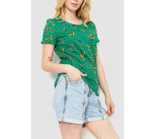 Женская футболка с принтом, цвет зеленый, 244R043