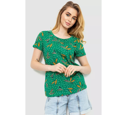 Женская футболка с принтом, цвет зеленый, 244R043