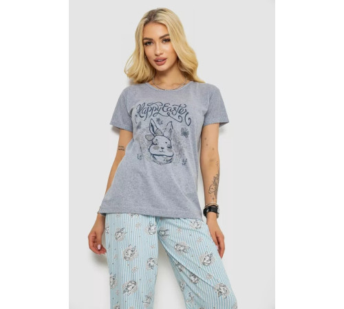 Пижама женская с принтом, цвет серый, 243R2492.