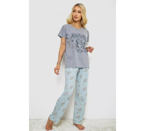 Пижама женская с принтом, цвет серый, 243R2492.