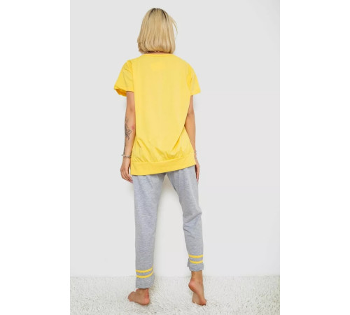 Піжама жіноча з принтом, колір жовтий, 243R1600-032-1