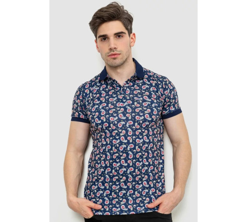 Поло чоловіче з принтом, колір темно-синій, 214R7003-1