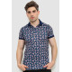 Поло чоловіче з принтом, колір темно-синій, 214R7003-1