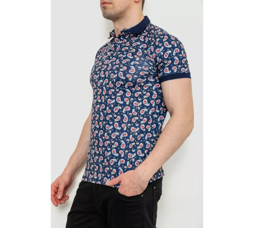 Поло чоловіче з принтом, колір темно-синій, 214R7003-1