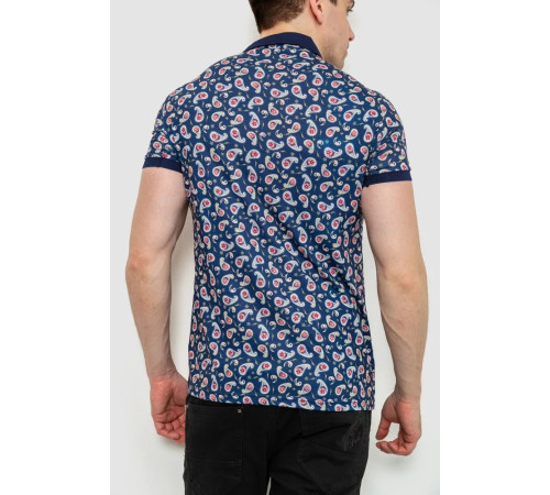 Поло чоловіче з принтом, колір темно-синій, 214R7003-1
