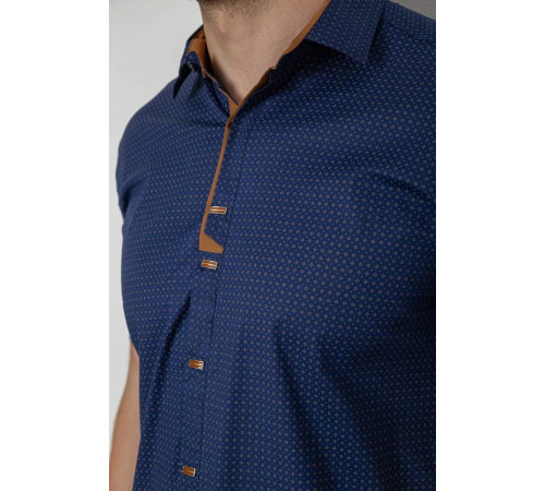 Сорочка чоловіча з принтом, колір синій, 214R7021