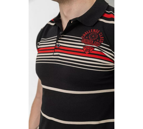 Поло чоловіче в смужку, колір чорний, 214R141