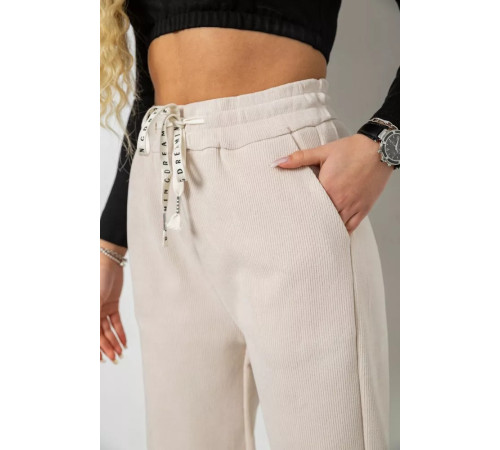 Брюки женские вельветовые, цвет светло-бежевый, 214R607.