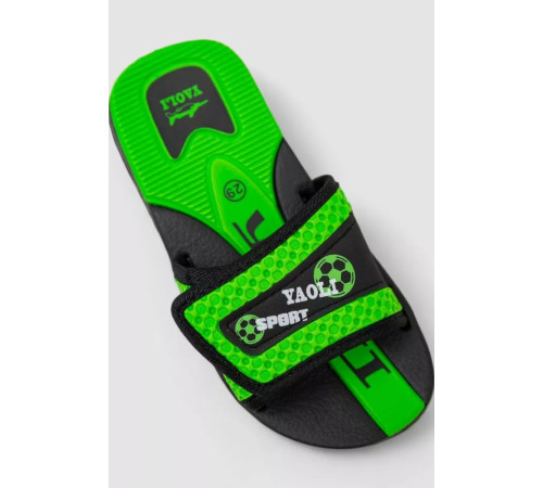 Шльопанці гумові для хлопчиків, колір чорно-салатовий, 243R9001C-16