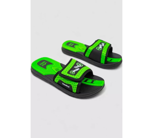 Шльопанці гумові для хлопчиків, колір чорно-салатовий, 243R9001C-16