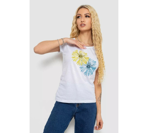 Женская футболка с принтом, цвет белый, 244R2215