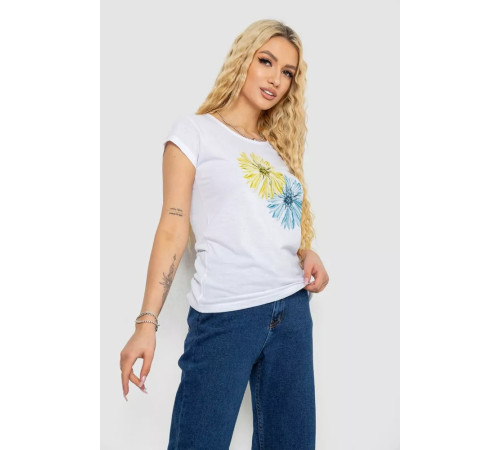 Женская футболка с принтом, цвет белый, 244R2215