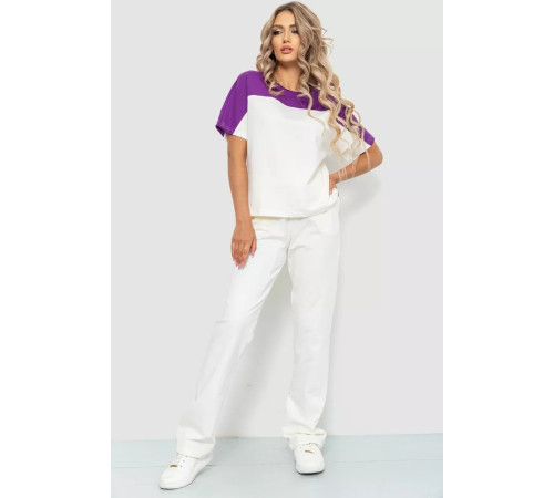 Костюм женский двухцветный повседневный, цвет молочно-фиолетовый, 102R347.