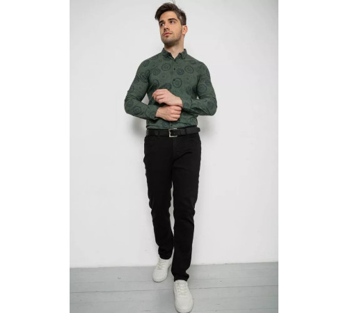 Сорочка чоловіча з принтом стрейч, колір хакі, 214R1024
