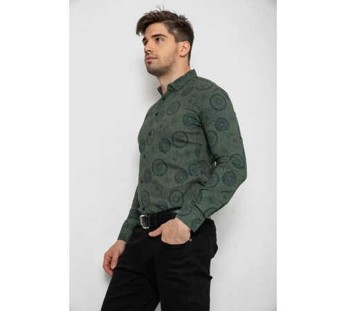 Сорочка чоловіча з принтом стрейч, колір хакі, 214R1024