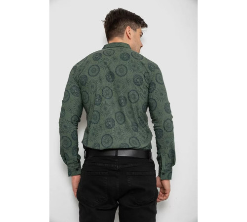 Сорочка чоловіча з принтом стрейч, колір хакі, 214R1024