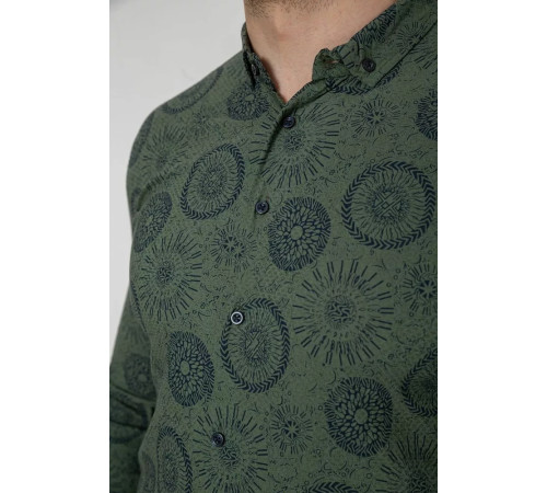 Сорочка чоловіча з принтом стрейч, колір хакі, 214R1024