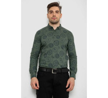 Сорочка чоловіча з принтом стрейч, колір хакі, 214R1024