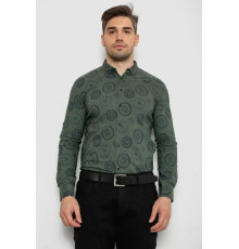 Сорочка чоловіча з принтом стрейч, колір хакі, 214R1024